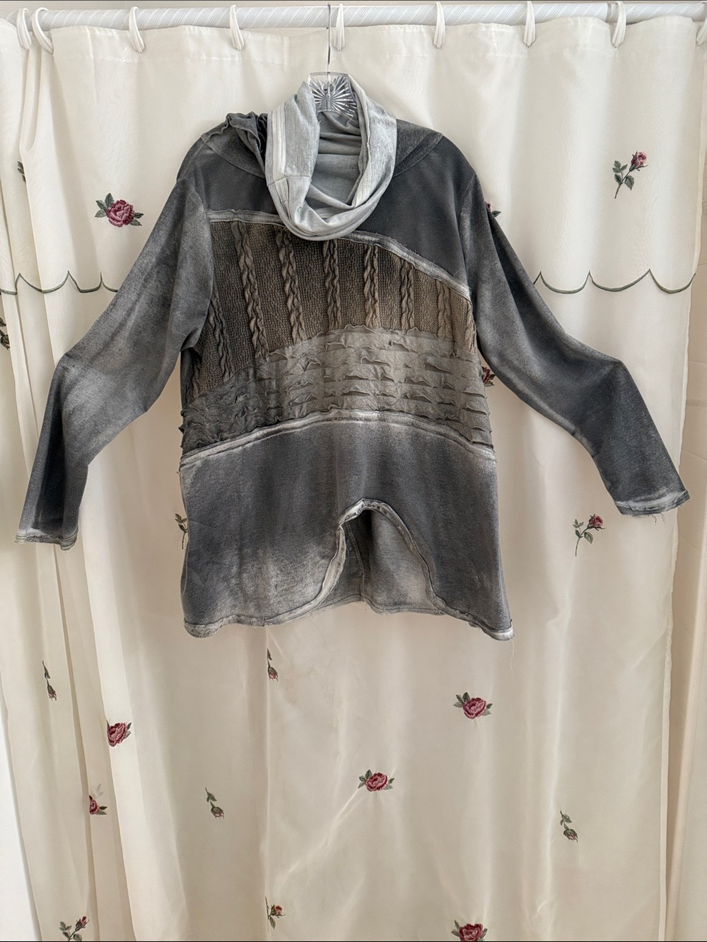 My Beloved Light Gray Textured Cowl Neck Pullover